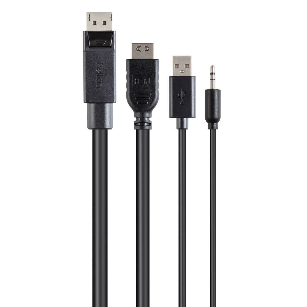 TAA DUAL (1) HDMI-HDMI (1) DP-DP/USB/AU CBL, Black, hi-res
